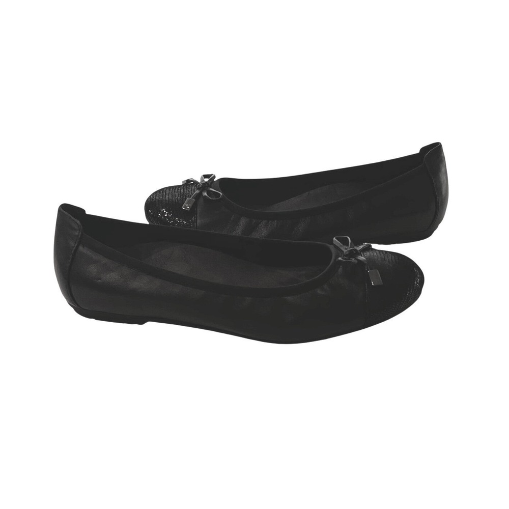 Vionic Minna Black Leather Cap Toe Ballet Flats Womens 8 - Picture 2 of 8